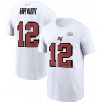 Men's Tampa Bay Buccaneers Tom Brady Nike White Super Bowl LV Champions Name & Number T-Shirt