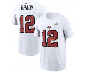 Men's Tampa Bay Buccaneers Tom Brady Nike White Super Bowl LV Champions Name & Number T-Shirt