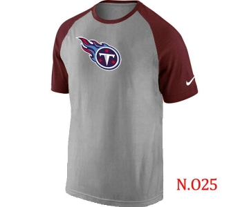 Mens Tennessee Titans Ash Tri Big Play Raglan T-Shirt Grey- Red