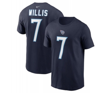 Men's Tennessee Titans #7 Malik Willis 2022 Navy Name & Number T-Shirt