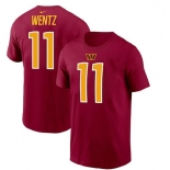 Men's Washington Commanders #11 Carson Wentz 2022 Red Name & Number T-Shirt