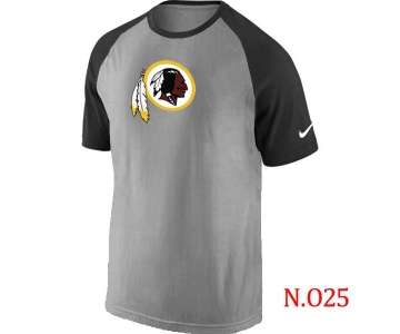 Mens Washington Red Skins Ash Tri Big Play Raglan T-Shirt Grey- Black
