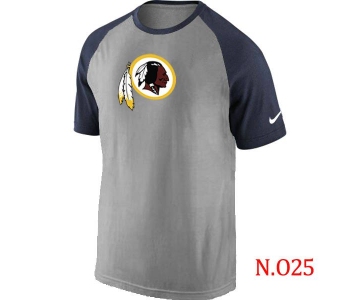 Mens Washington Red Skins Ash Tri Big Play Raglan T-Shirt Grey- Navy