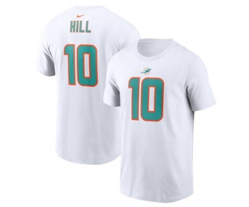 Men's Miami Dolphins #10 Tyreek Hill 2022 White Name & Number T-Shirt