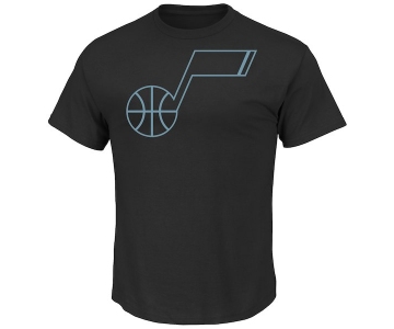 Men's Utah Jazz Majestic Black Tek Patch Reflective T-Shirt