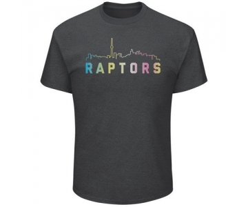 Toronto Raptors Majestic Heather Charcoal Tek Patch Color Reflective Skyline T-Shirt