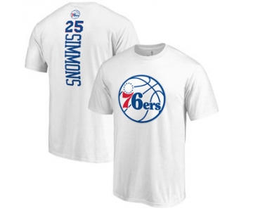 Men's Philadelphia 76ers 25 Ben Simmons Fanatics Branded White Backer Name & Number T-Shirt