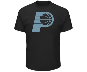 Men's Indiana Pacers Majestic Black Tek Patch Reflective T-Shirt
