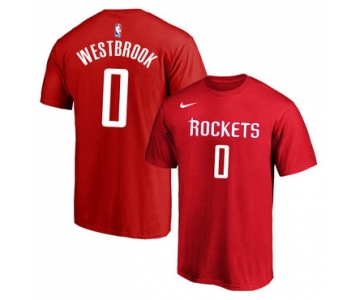 Houston Rockets 0 Russell Westbrook Red Nike T-Shirt