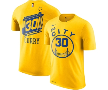 Golden State Warriors #30 Stephen Curry Nike Hardwood Classic Name & Number T-Shirt Gold
