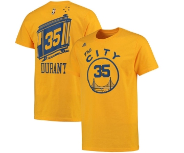 Golden State Warriors Kevin Durant adidas Gold Net Number T-Shirt
