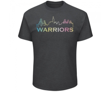 Golden State Warriors Majestic Heather Charcoal Tek Patch Color Reflective Skyline T-Shirt