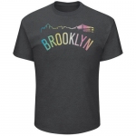 Brooklyn Nets Majestic Heather Charcoal Tek Patch Color Reflective Skyline T-Shirt