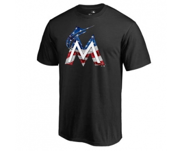 Men's Miami Marlins Black Banner Wave II T Shirt