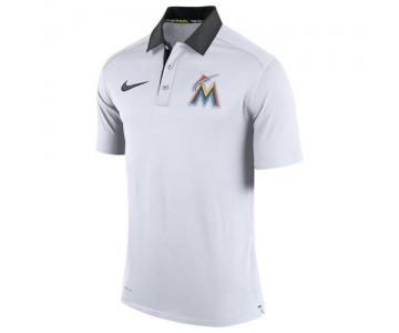 Men's Miami Marlins Nike White Authentic Collection Dri-FIT Elite Polo