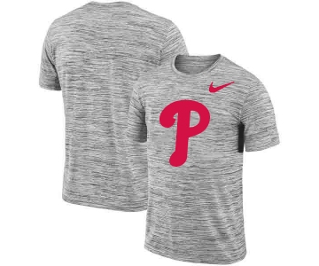 Philadelphia Phillies Nike Heathered Black Sideline Legend Velocity Travel Performance T-Shirt