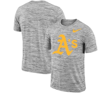 Oakland Athletics Nike Heathered Black Sideline Legend Velocity Travel Performance T-Shirt