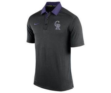 Men's Colorado Rockies Nike Black Authentic Collection Dri-FIT Elite Polo