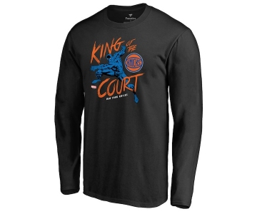Men's New York Knicks Fanatics Branded Black Marvel Black Panther King of the Court Long Sleeve T-Shirt