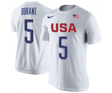 Team USA 5 Kevin Durant Basketball Nike Rio Replica Name & Number T-Shirt White