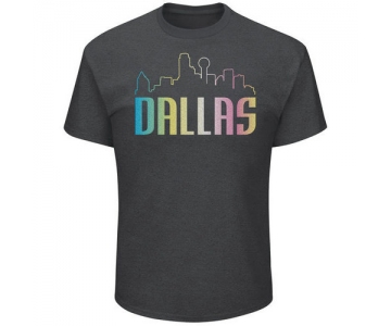 Dallas Mavericks Majestic Heather Charcoal Tek Patch Color Reflective Skyline T-Shirt