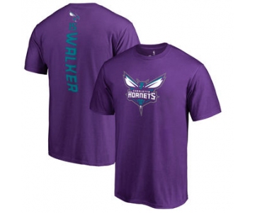 Men's Charlotte Hornets 15 Kemba Walker Purple Backer Name & Number T-Shirt