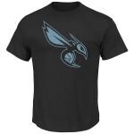 Men's Charlotte Hornets Majestic Black Tek Patch Reflective T-Shirt