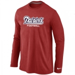 Nike New England Patriots Authentic font Long Sleeve T-Shirt Red