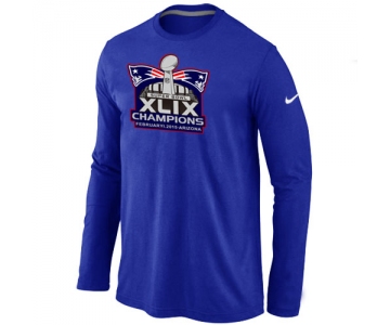 Nike New England Patriots Majestic Blue Super Bowl XLIX Champion Mark Long Sleeve T-Shirts