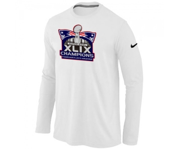 Nike New England Patriots Majestic White Super Bowl XLIX Champion Mark Long Sleeve T-Shirts