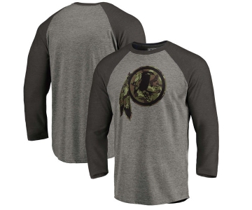 Washington Redskins NFL Pro Line by Fanatics Branded Black Gray Tri Blend 34-Sleeve T-Shirt
