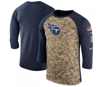 Men's Tennessee Titans Nike Camo Navy Salute to Service Sideline Legend Performance Three-Quarter Sleeve T Shirt