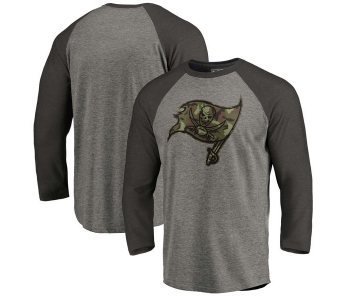 Tampa Bay Buccaneers NFL Pro Line by Fanatics Branded Black Gray Tri Blend 34-Sleeve T-Shirt