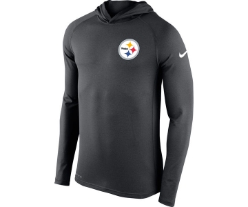 Men's Pittsburgh Steelers Nike Charcoal Stadium Touch Hooded Performance Long Sleeve T-Shirt