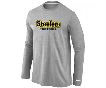 Nike Pittsburgh Steelers Authentic font Long Sleeve T-Shirt Grey