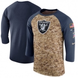Men's Oakland Raiders Nike Camo Anthracite Salute to Service Sideline Legend Performance Three-Quarter Sleeve T Shirt