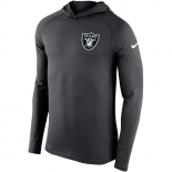Men's Oakland Raiders Nike Charcoal Stadium Touch Hooded Performance Long Sleeve T-Shirt