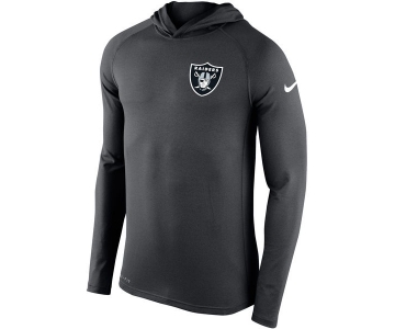 Men's Oakland Raiders Nike Charcoal Stadium Touch Hooded Performance Long Sleeve T-Shirt