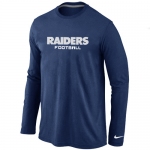 Nike Oakland Raiders Authentic font Long Sleeve T-Shirt D.Blue
