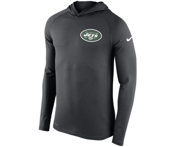Men's New York Jets Nike Charcoal Stadium Touch Hooded Performance Long Sleeve T-Shirt