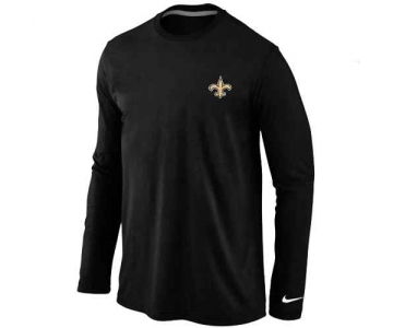 New Orleans Sains Logo Long Sleeve T-Shirt Black