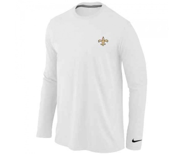 New Orleans Sains Logo Long Sleeve T-Shirt White