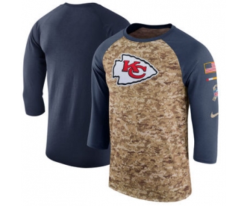 Men's Kansas City Chiefs Nike Camo Anthracite Salute to Service Sideline Legend Performance Three-Quarter Sleeve T Shirt