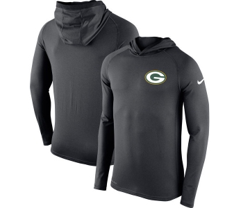 Men's Green Bay Packers Nike Charcoal Stadium Touch Hooded Performance Long Sleeve T-Shirt