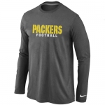 Nike Green Bay Packers font Long Sleeve T-Shirt D.Grey