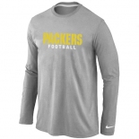 Nike Green Bay Packers font Long Sleeve T-Shirt Grey