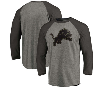 Detroit Lions NFL Pro Line by Fanatics Branded Black Gray Tri Blend 34-Sleeve T-Shirt