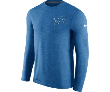 Men's Detroit Lions Nike Blue Coaches Long Sleeve Performance T-Shirt