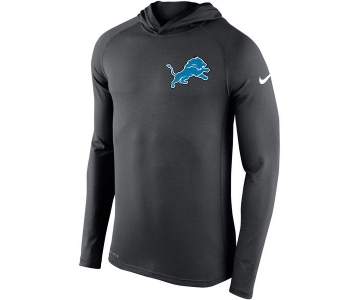 Men's Detroit Lions Nike Charcoal Stadium Touch Hooded Performance Long Sleeve T-Shirt