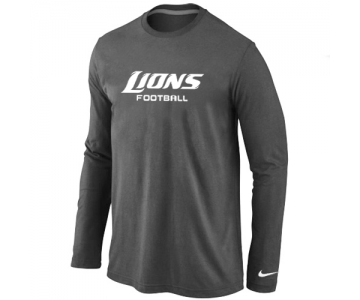 Nike Detroit Lions Authentic font Long Sleeve T-Shirt D.Grey